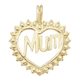 9ct Gold Ladies Heart Mum Pendant - 19mm*17mm WJS10805