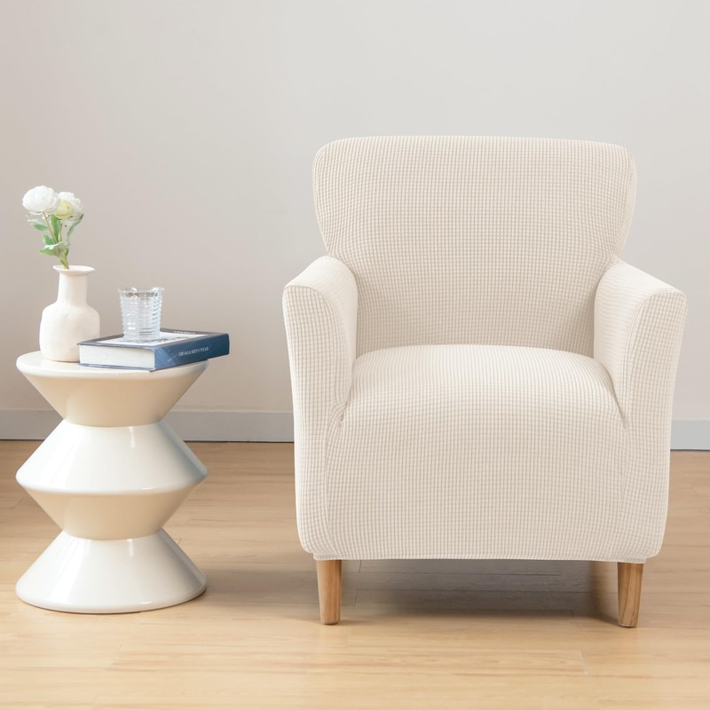 CRFATOP Stretch Mid Century Modern Armchair Slipcover 1-Piece Solid Accent