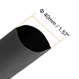Unifizz Heat Shrink Tubing 40mm Dia 66mm Flat Width 2:1 Ratio Shrinkable Tube Cable Sleeve 2m - Black