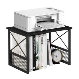 VYUOL Printer Stand for Desk, Desktop Printer Stand Shelf Organzier for Home Offic, for Above and Under Desk, Fax Machine Copier Scanner, Black