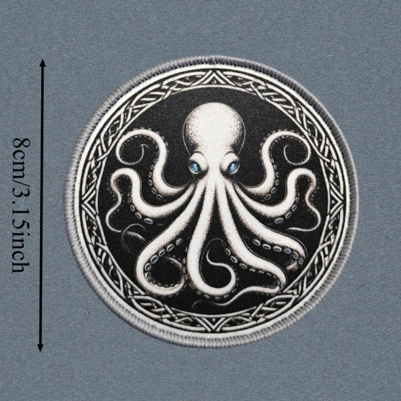 Patches for Backpacks, Funny Octopus Round Patches Embroidered Tactical Patches,