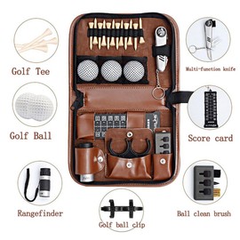 Golf Accessory Bag Storage Bag with Premium Leather Cover, Golf Gift for Men and Women, Can Hold Rangefinder, Multi-Functional Knife, Scorekeeper