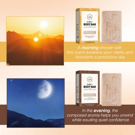 Men’s 3-in-1 Summer Body Bar Soap – 2 Pack Exfoliating, Cleansing & Moisturizing | Shea Butter + Oat Kernel | Handmade Natural Soap for Back & Body (2, Sandalwood & Lemon Scents)