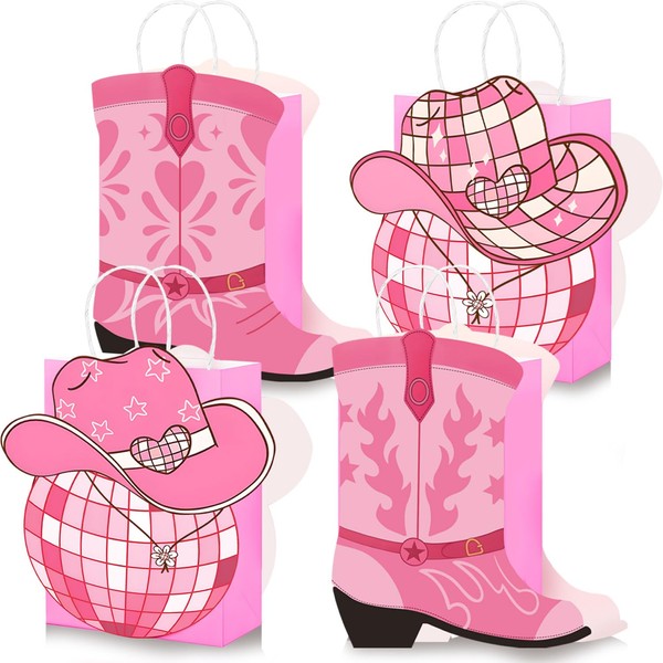 16 Pcs Cowgirl Boots Paper Bags,Western Party Favors Bags ,Wild