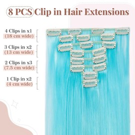 Tess Clip-In Hair Extensions, Like Real Hair, Synthetic Hair Hairpiece, 8 Wefts, 18 Clips, Hair Extensions, Straight