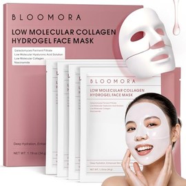 BLOOMORA Mascarilla Facial Nocturna De Colágeno, Mascarilla De Hidrogel Y Colágeno De Bajo Peso Molecular Para Una Piel Radiante, Mascarilla De