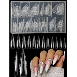 XIAOHEBAN 120 Pieces Dual Nail Forms Almond, 12 Sizes Dual Tips Nail Extension Extension, Polygel Tips Nail Gel Shapes Nail Shape for Polygel Extension, for Nail Art DIY at Home