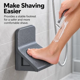 Bathroom Foot Rest for Body Cleaning – Freestanding Plastic Single-Tier Foot Support for Shower and Bathroom Use (2 pcs - Gray)
