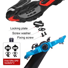 FOOKER MTB Mountain Bike Pedals 3 Bearing Flat Platform Compatible with Dual Function Sealed Clipless Aluminum 9/16" Pedals with Cleats for Road (Blue 3 Bearings)