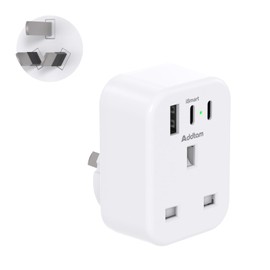 Addtam UK to Australia Plug Adapter, Australian China Travel Adapter with 3 USB Ports(2 USB C), 4 in 1 Australian plug adaptor for UK to Chinese New Zealand Fiji Argentina etc (Type I)