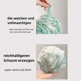 Body Scrubber Sponge,Dusch-Luffa-Kugeln, duschschwamm, weich, langlebig, extra groß, Netz-Pouf, einfach, schäumend, Körperschrubber Peeling für große Vollschäumreinigung, einfarbig, 3 Stück