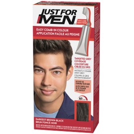 Just For Men Easy Comb-In Color, Grey Hair Coloring for Men with Comb Applicator - Darkest Brown-Black, A-50 (1 Count)