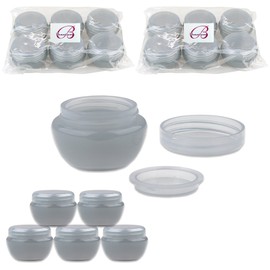 Beauticom 10G/10ML Gray Color (18 Pieces) Frosted Container Jars with Inner Liner and Lid for Scrubs, Salves, Creams, Lotions, Makeup Cosmetics, Nail Accessories, Beauty Aids- BPA Free