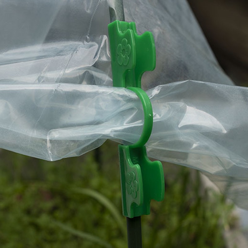 50Pcs Greenhouse Clamp PE Plastic 2 Head Plant Film Clamp