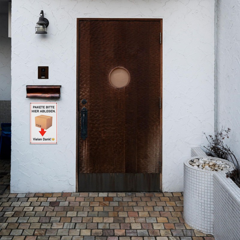 Sign "PAKETE BITTE HERE ABGEN. VIELEN DANK!", 1 piece, 30