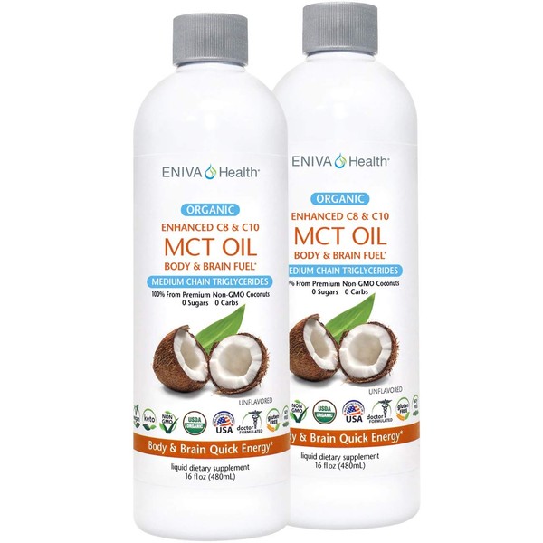 Premium MCT Oil Pure Source Non-GMO Organic Coconut Oil 16oz (Pack of 2)