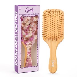 Goody Luxe - cepillo para polvo de paleta rosa, cerdas de bambú, desenredante sin aceite, para todo tipo de cabello, 1 unidad