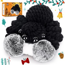 Crochetta Crochet Kit for Beginners, Crochet Starter Kit w Step-by-Step Video Tutorials, Beginner Crochet Kit for Adults Kids Women Men Complete Kit Included (Black Spider)