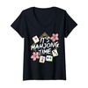 Womens Mahjong Chinese Mahjong Player V-Neck T-Shirt