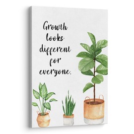 XWELLDAN Growth Looks Different for Everyone Mental Health Growth Mindset Wall Art Canvas Prints, Potted Plant Wall Art Decor for Classroom Therapy Office School Counseling Office, 16 x 24 Inch,