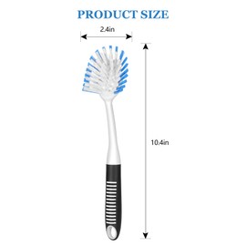 SetSail Cepillo de platos con asa, paquete de 2 cepillos de cerdas rígidas con raspador integrado para limpiar platos, ollas y sartenes, fregadero de cocina