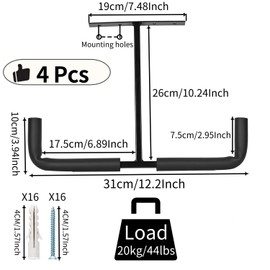Locawaya Overhead Garage Storage Rack, Wall Mounted Utility Hanger for Wood, Tools, Bicycle, Fishing Rod, Ladder