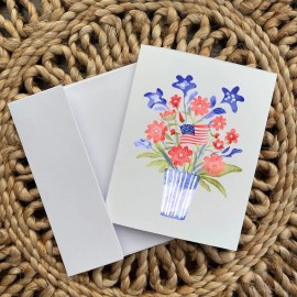 cryptic paper co. Patriotic floral American flag bouquet card
