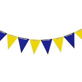 ZOOYOO 20 Feet Blue and Yellow Pennant Banner, Paper Triangle Flags Bunting for Baby Birthday Party, Wedding Decor, Baby Shower, 30pcs Flags, Pack of 1