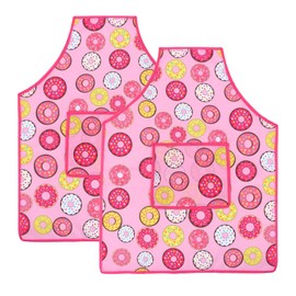Art Smock Painting Apron Colorful Waterproof Artist Smock Artist Painting Aprons with Long Sleeve Pink Yellow Flower, 2 Pack