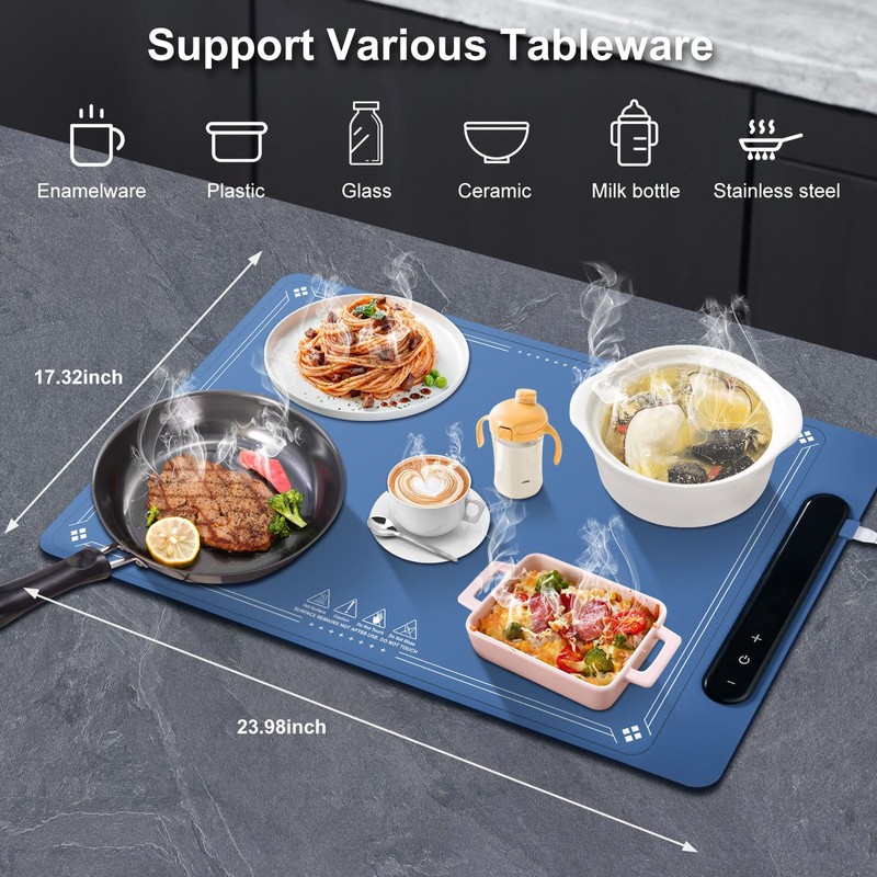 Food Warming Mat - Electric Warming Tray with 4 Temperature