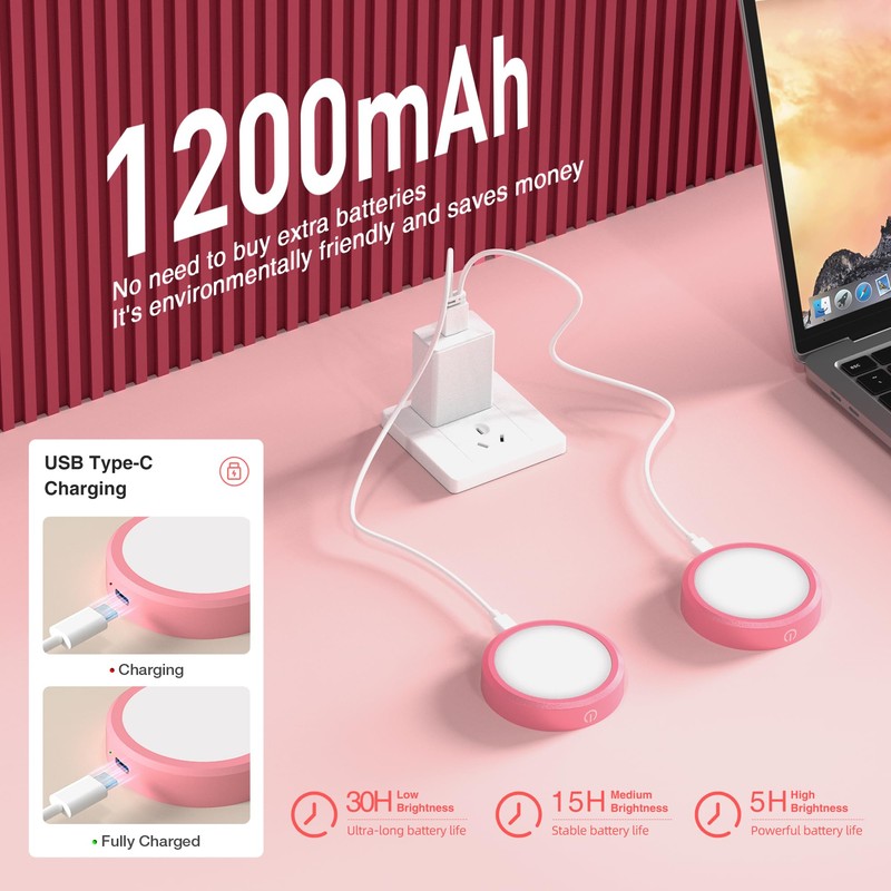 Rechargeable Puck Lights with Remote Control,LED Under Cabinet Light with
