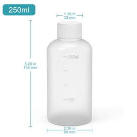 stonylab Narrow Mouth Reagent Bottle, HDPE Screw Cap, 2 Pack, 250 ml Capacity, Laboratory Supply, Durable and Chemical Resistant