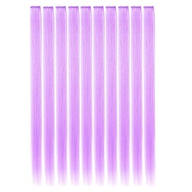 LiaSun 10Pcs/set Multi-Colors Straight Highlight Clip in Hair Extensions 20 Inch Colored Party Hair Pieces (Light Purple)