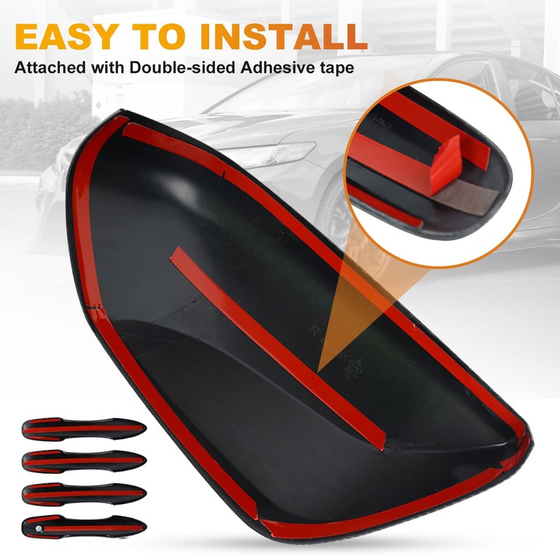 Glossy Black Side Door Mirror Covers and Handle Caps Replace