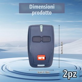 2 x 433 MHz Telecomando per apertura cancello BFT, sostituzione telecomando BFT Mitto 2, chiave con attacco per cancello garage a 2 vie con attacco chiave, compatibile con MITTO B RCB02 12 V elettrico