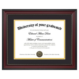 upsimples Diploma Frame 11x14, Wood Grain with Gold Beading, 1 Pack