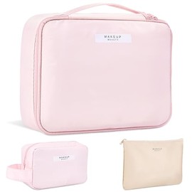 Lukovee Cosmetiquera de Viaje Impermeable, 3PCS Bolsa de Maquillaje Portátil para Mujer, Cosmetiquera para Maquillaje con Compartimentos Multifuncional, Neceser Grande Capacidad Mujer