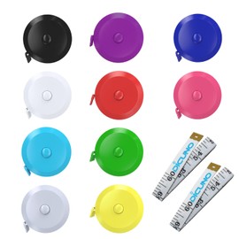 DiCUNO Cinta métrica suave y retráctil de 60 pulgadas, 1,5 metros, tela de costura para manualidades, dietas (paquete de 10 colores)