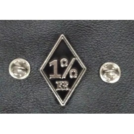 One Percenter 1% ER outlaw anarchy chrome finish MC jacket vest pin (MP1)