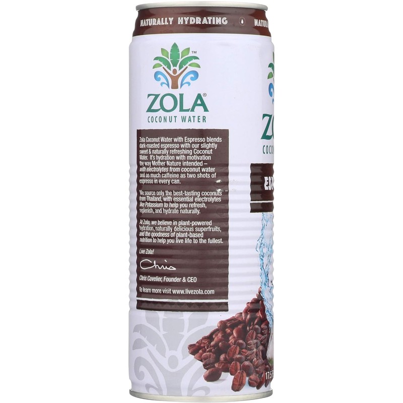 Zola, Water Coconut With Espresso, 17.5 Fl Oz