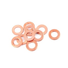 REPAIROCK 10pcs 6mm x 12mm x 1mm Flat Ring Copper Crush Washer Sealing Gasket Fastener Auto Replacement Parts