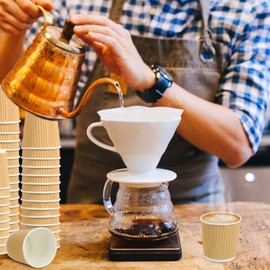 200 Pcs 4oz Paper Espresso Cups Ripple Wall Hot Cups For Coffee Disposable Coffee Cup Paper Hot/Cold Drinking Cups for Party, Picnic, Travel and Events