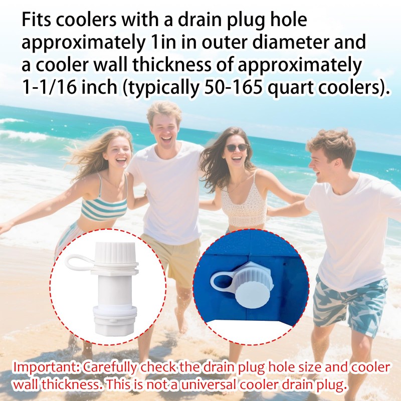 Goktvai 2pcs Cooler Drain Plug Kit for Igloo, Durable Threaded