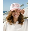GroomBrideGifts Bridal Trucker Hat for Bachelorette Party, White + Pink