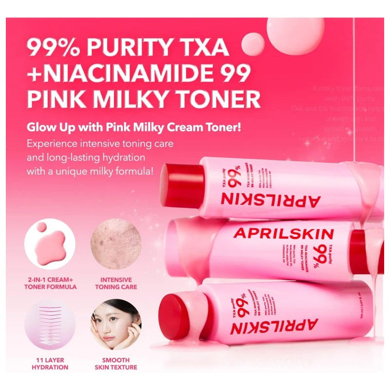 Trio Facial Serum Toner Lechoso Mascarilla Aprilskin Txa 99%