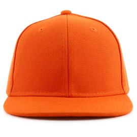 Trendy Apparel Shop Infant to Toddler Kid's Plain Structured Flatbill Snapback Cap - Orange