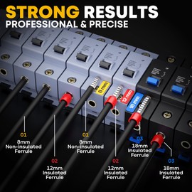 DxCRIMP Ferrule Crimping Tool Kit, Ratchet Pliers for 24-8 AWG with 24 Types Insulated and Non-Insulated Ferrules, Hexagon Ferrule Crimper, Wire Ferrules Kit, Crimping Pliers set with Wire Strippers