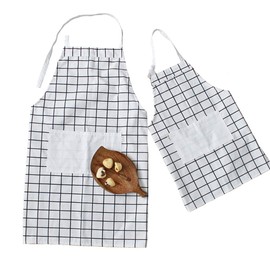 G-Tree - Pack of 2 Parents Child Apron - Multifunctional Apron for Cooking, Baking, Painting, Gardening, Durable Apron with Pocket, Best Gift for Father, Mother, Son, Daughter (White), White