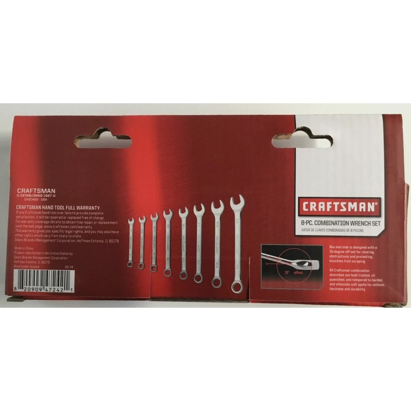 Craftsman 8 Pc. 12-Point Combination Wrench Set