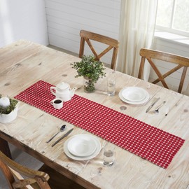 VHC Brands Farmhouse 12"x48" Table Runner Red Christmas Kitchen Table Decor